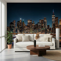 Sunset city horizon Urban Nightscape wall mural for a contemporary feature wall.