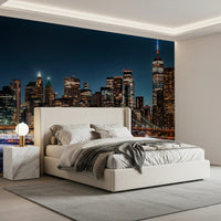 Urban Nightscape wall mural featuring bridge lights for home décor styling.