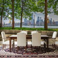 Modern city landscape wallpaper for walls greenery