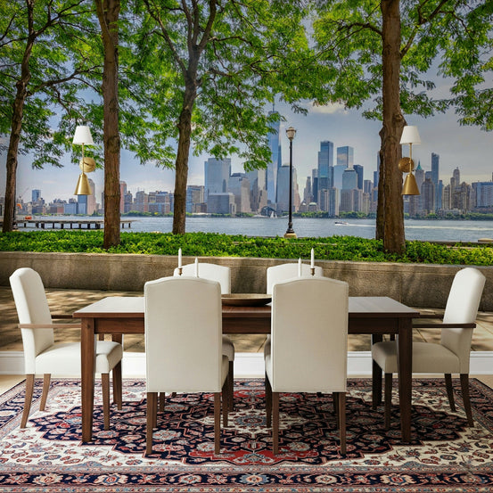 Modern city landscape wallpaper for walls greenery, GD7508