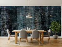A peaceful modern abstract mural on decorative wallpaper.