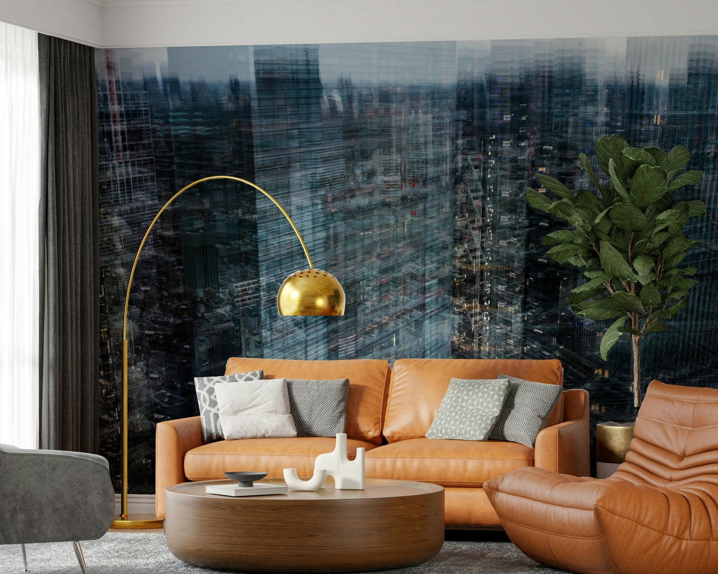A serene modern urban pattern wall mural for your decor.