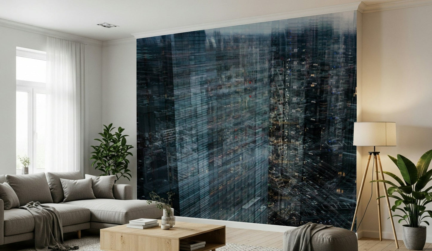 A beautiful modern art wall mural of delicate lines.