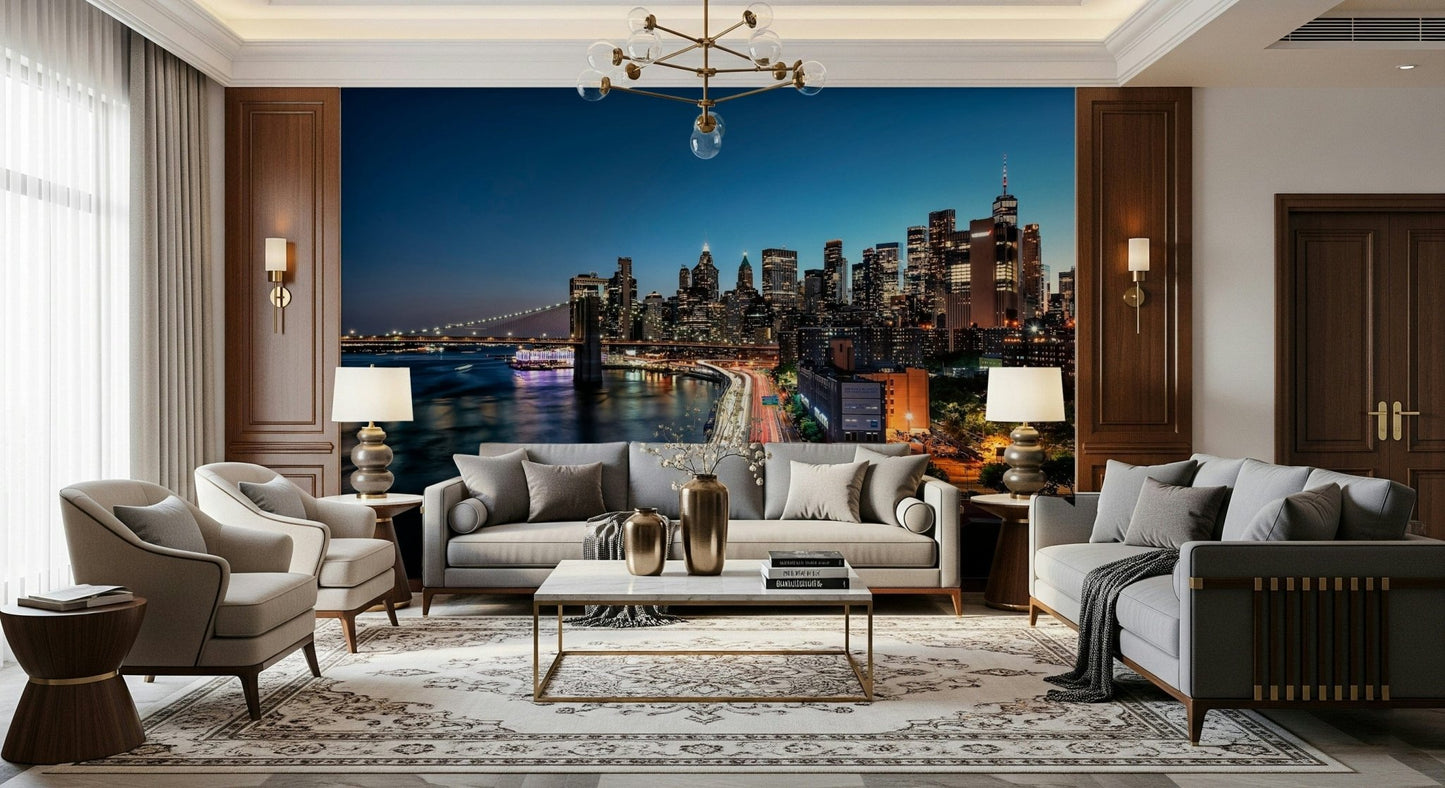 Shimmering harbor reflections on Urban Pulse wall mural.