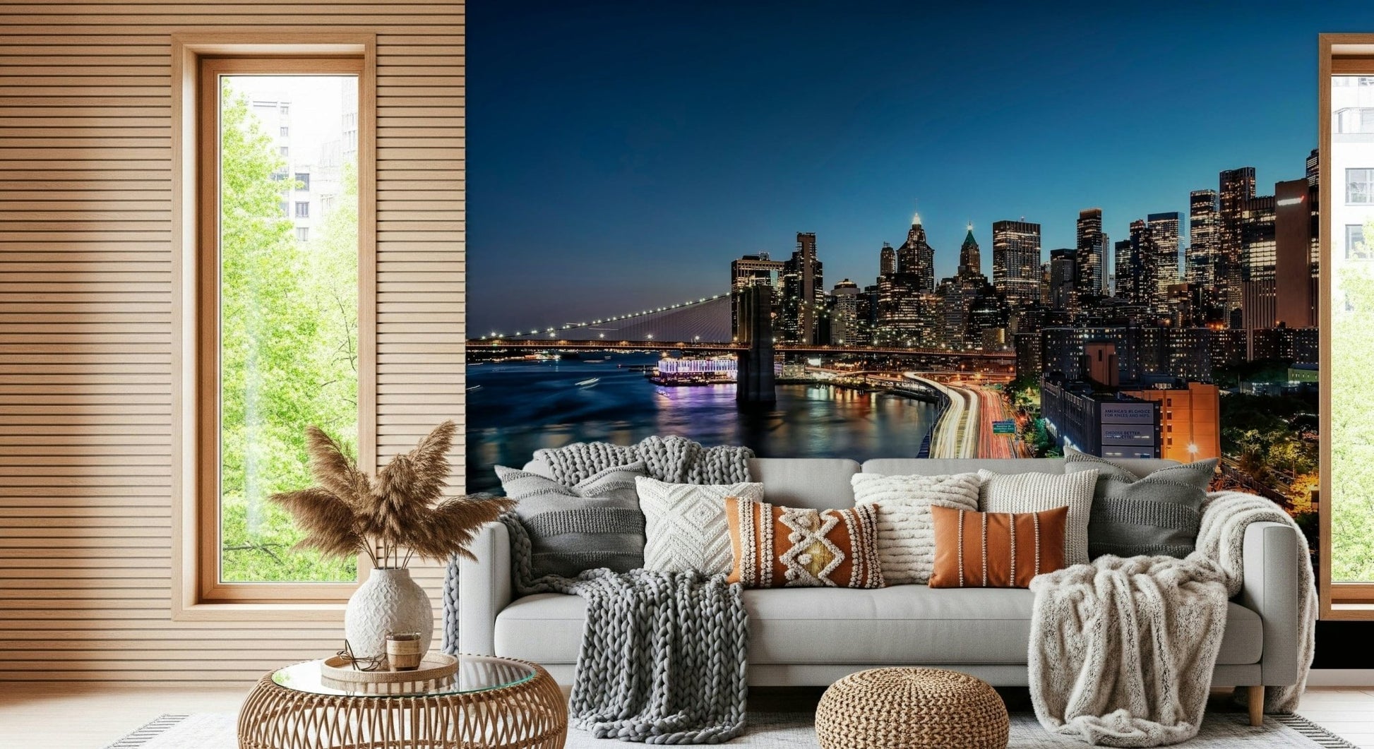 Glowing bridge architecture wallpaper for walls Urban Pulse.