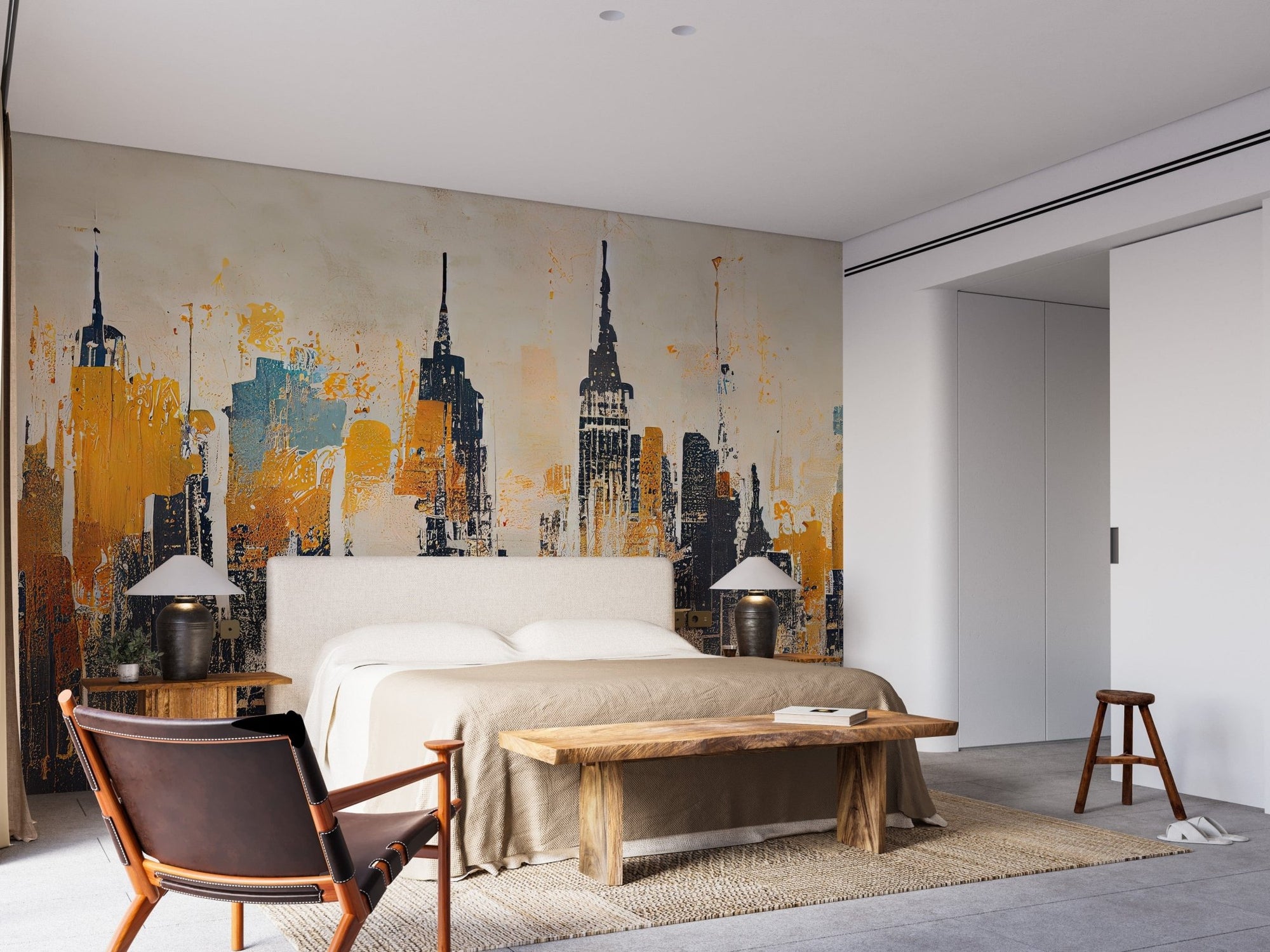 Urban skyline abstract wallpaper for modern interiors., B267