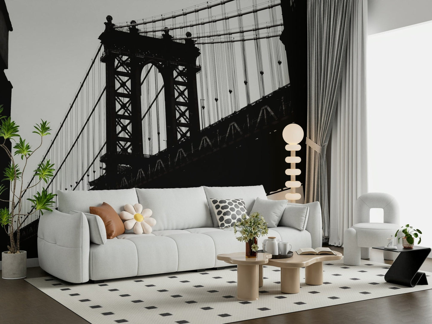 A serene cityscape wall mural for your decor.