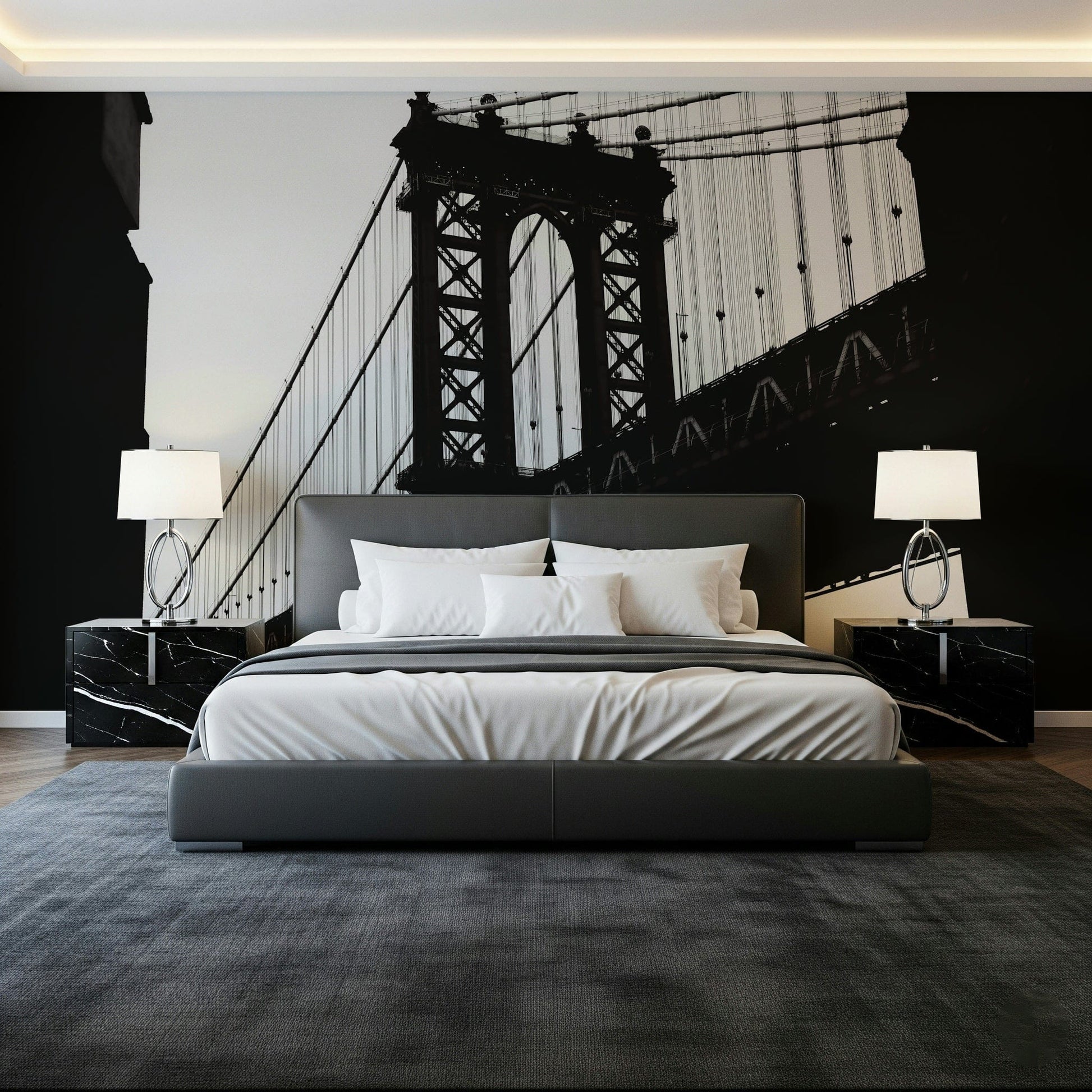 Urban Span Bridge Silhouette Wall Mural - 02333759