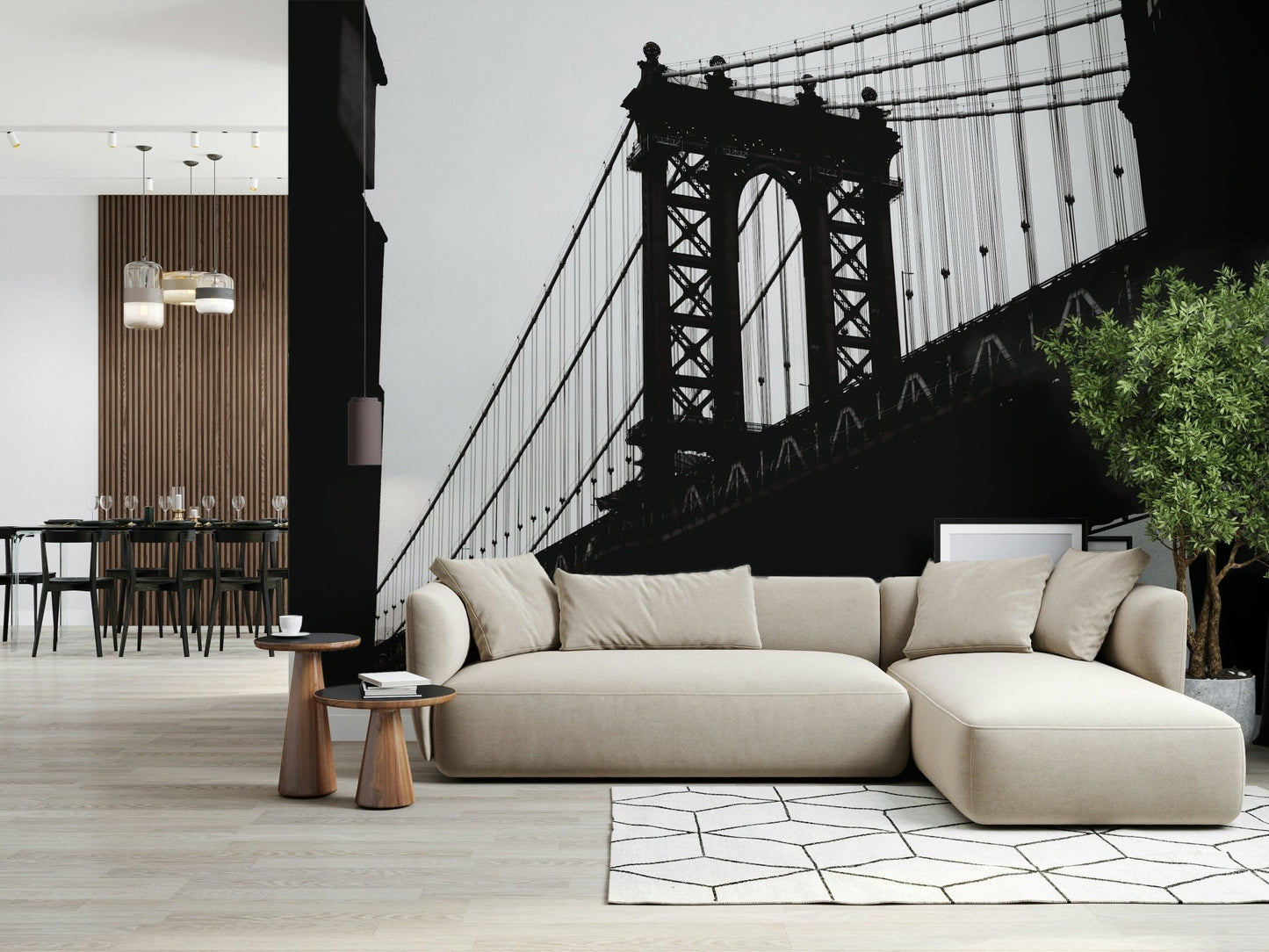 A contemplative gentle design wallpaper mural for a feature wall.