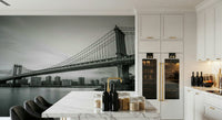 Iconic suspension Bridge wall mural, detailed Monochrome architecture wallpaper., GD6899