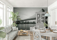 New York Bridge structure wall mural, classic black white Monochrome style., GD6899