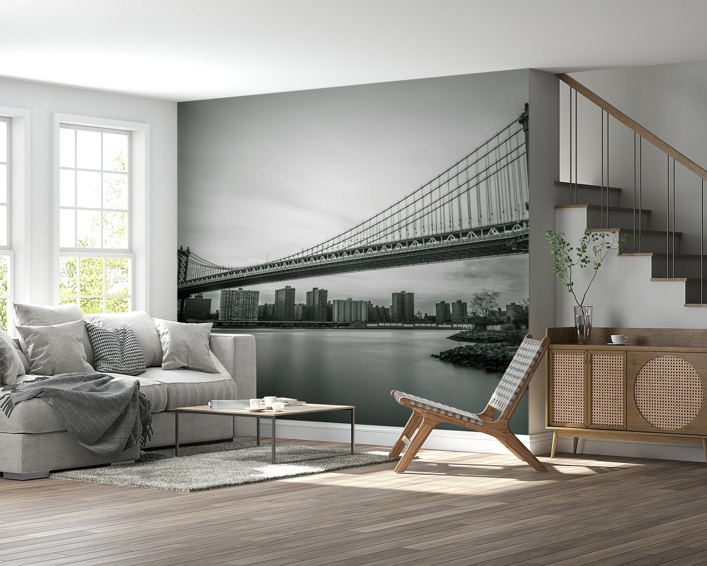 Detailed cables and metalwork Urban Span mural, elegant wallpaper., GD6899