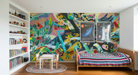 A beautiful modern art wall mural for a living room.