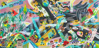 A high-quality minimalist block wall mural for walls.