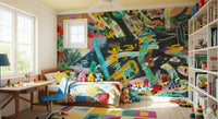 An artistic minimalist design mural for home decor.