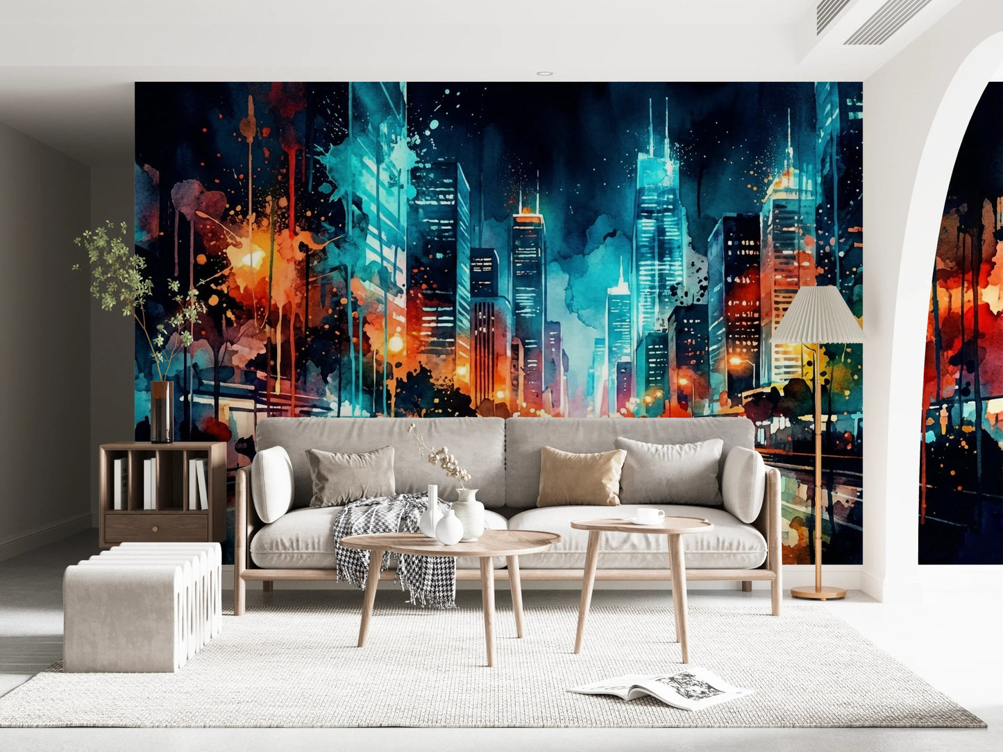Urban Watercolor Wall Mural