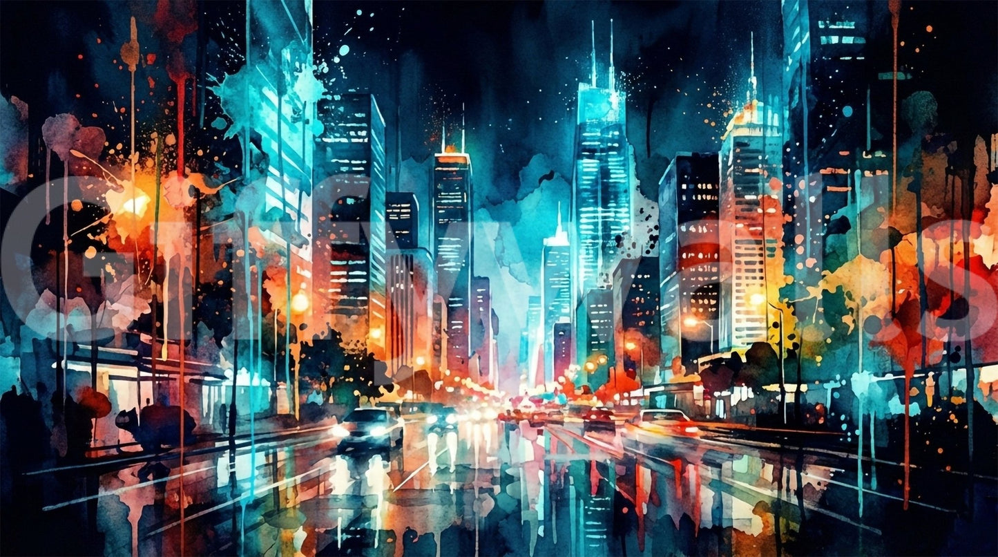Urban Watercolor Wall Mural
