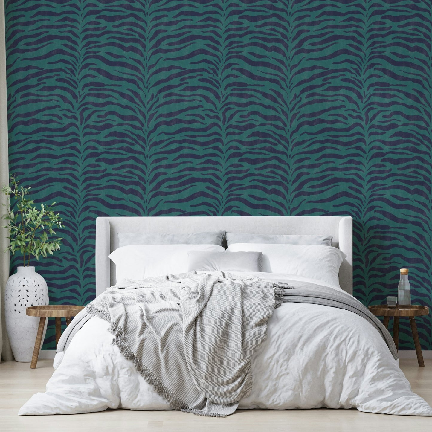 The room's lighting highlights the clean, graphic look of the stripes. GD3725

