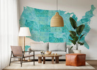 USA Map with States and Capitals wall mural with artistic map layout