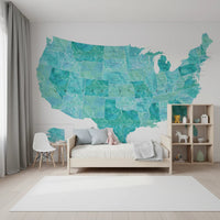 USA Map with States and Capitals wall mural showing detailed capital markings