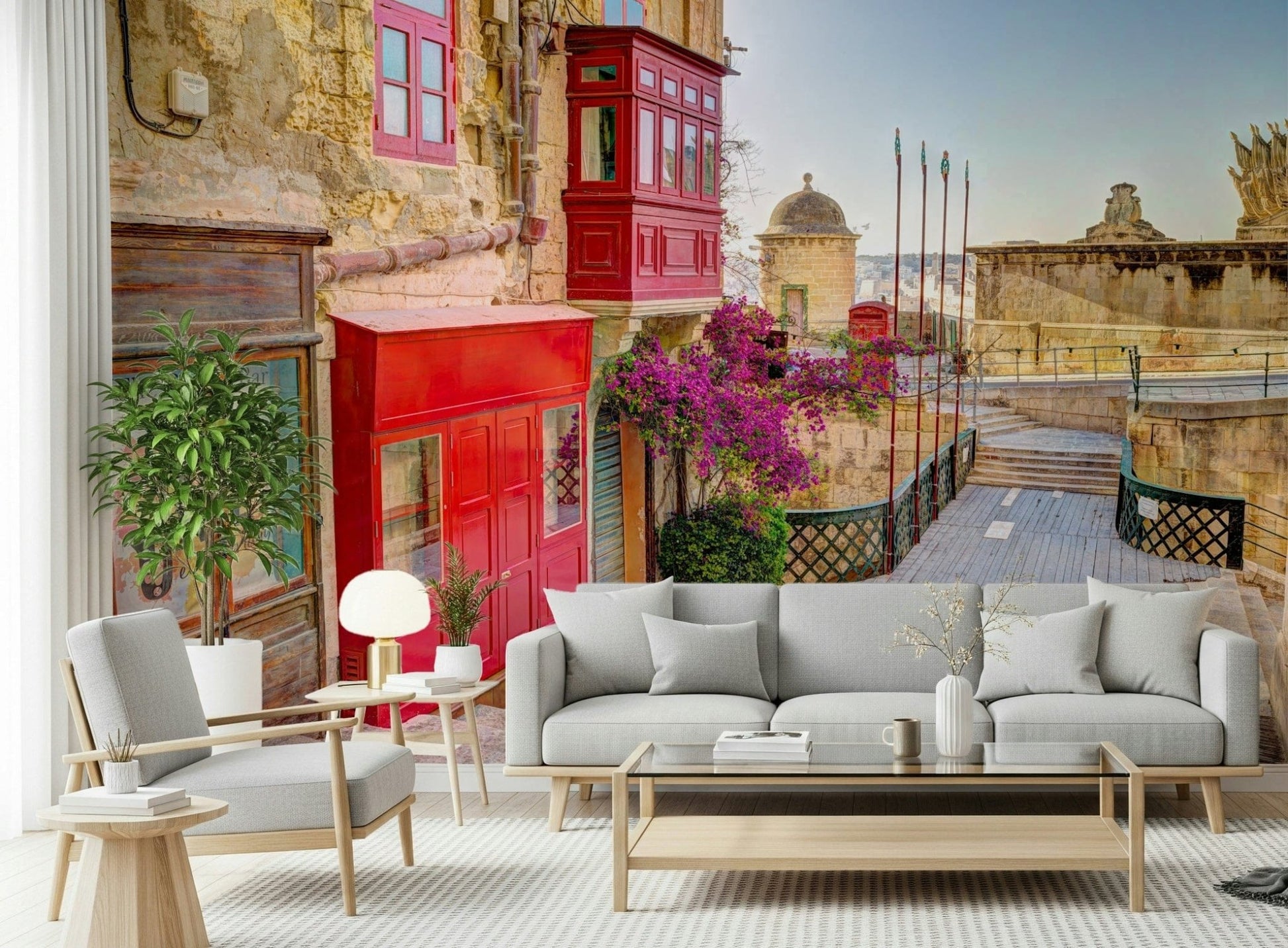 Old world charm wallpaper for a boutique hotel suite or luxury space.