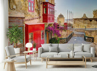 Old world charm wallpaper for a boutique hotel suite or luxury space.