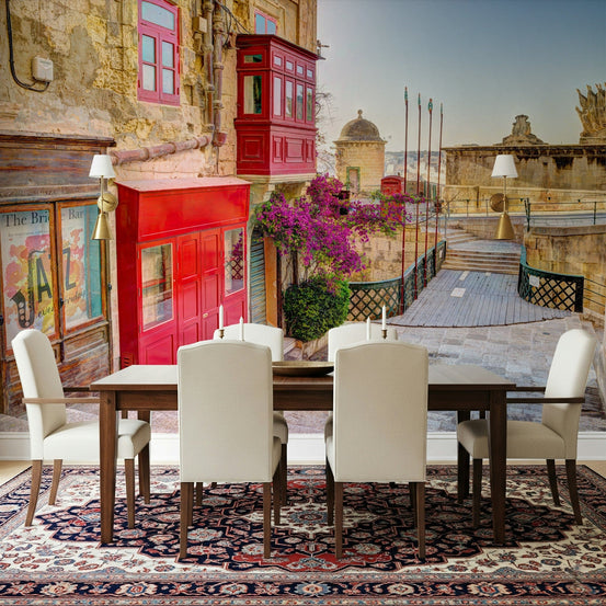Valletta's Charm Wall Mural creating a focal point in a contemporary lounge., GD4999