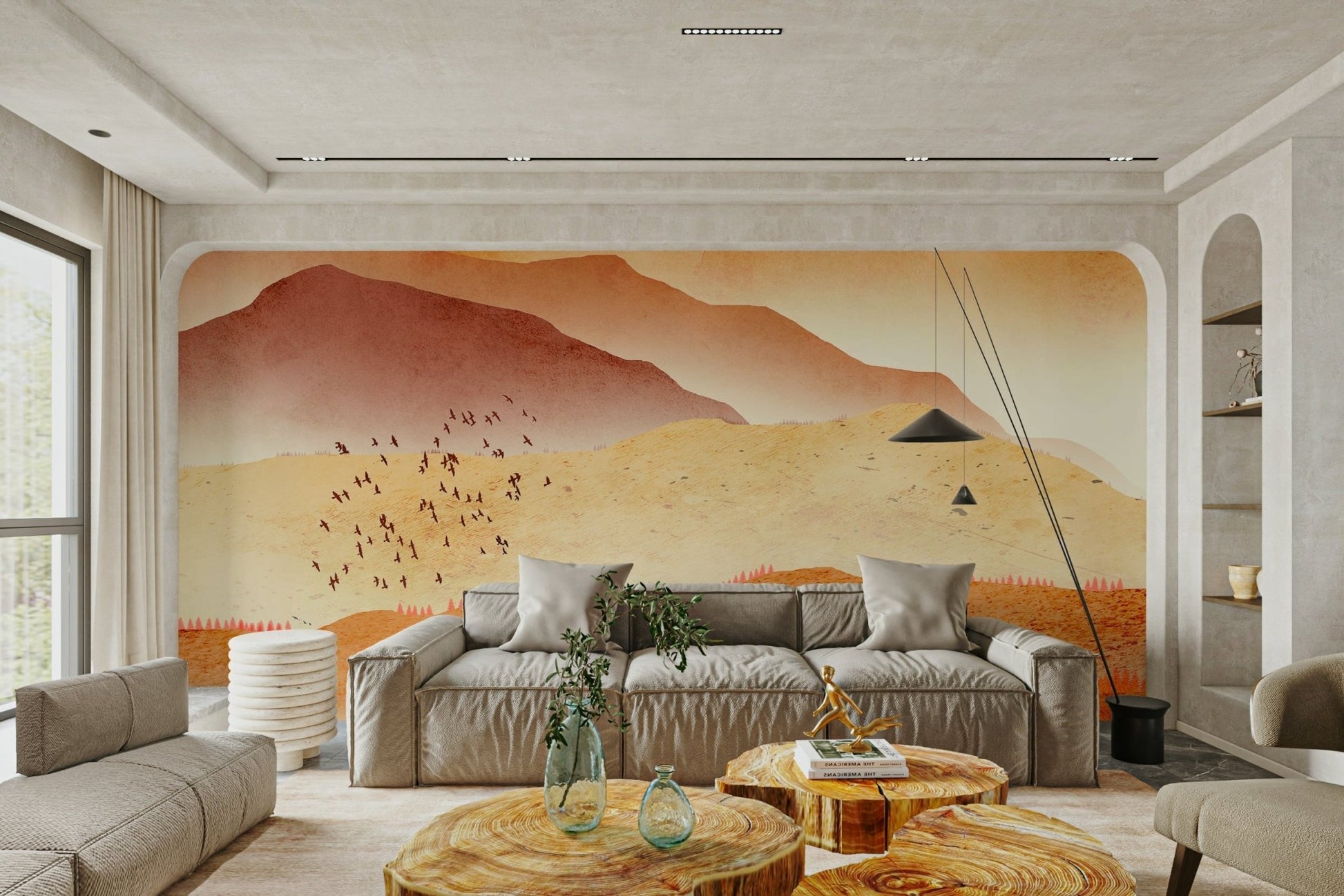 Red rock mountains wallpaper design GD101

