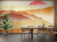 Warm desert mountain valley mural

