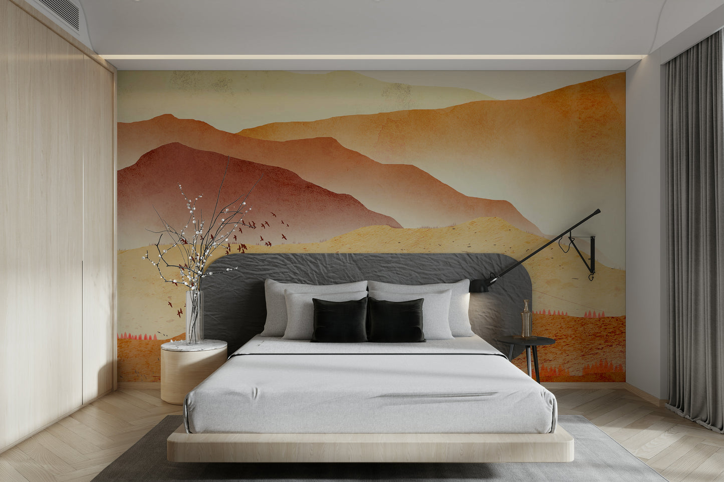 Bold desert mountain wallpaper mural

