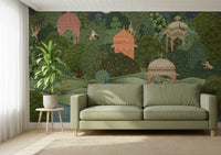Vanara Vatika wall mural with forest-inspired scene and greenery