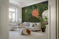 Vanara Vatika mural design with earthy tones and detailed patterns