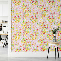 Green and yellow tiny flowers wall mural


