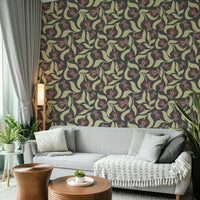 A dynamic and modern abstract floral wallpaper pattern.
