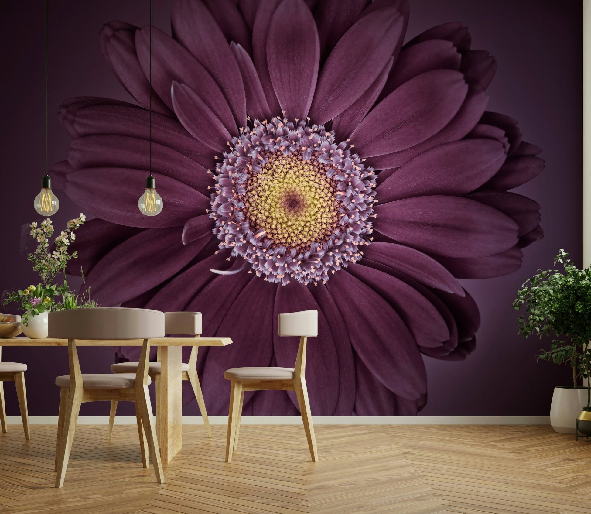 Velvet Bloom Wall Mural for Elegant Living Rooms

