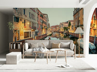 Rustic Italian masonry on Venetian Canal Dreams wallpaper mural.