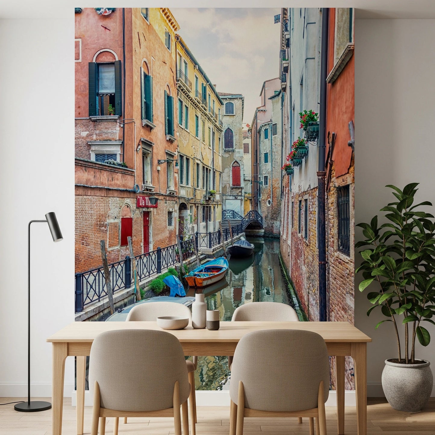 Coastal Italy scenery mural for living room walls.