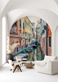 Authentic Italian cityscape wallpaper with gondolas.
