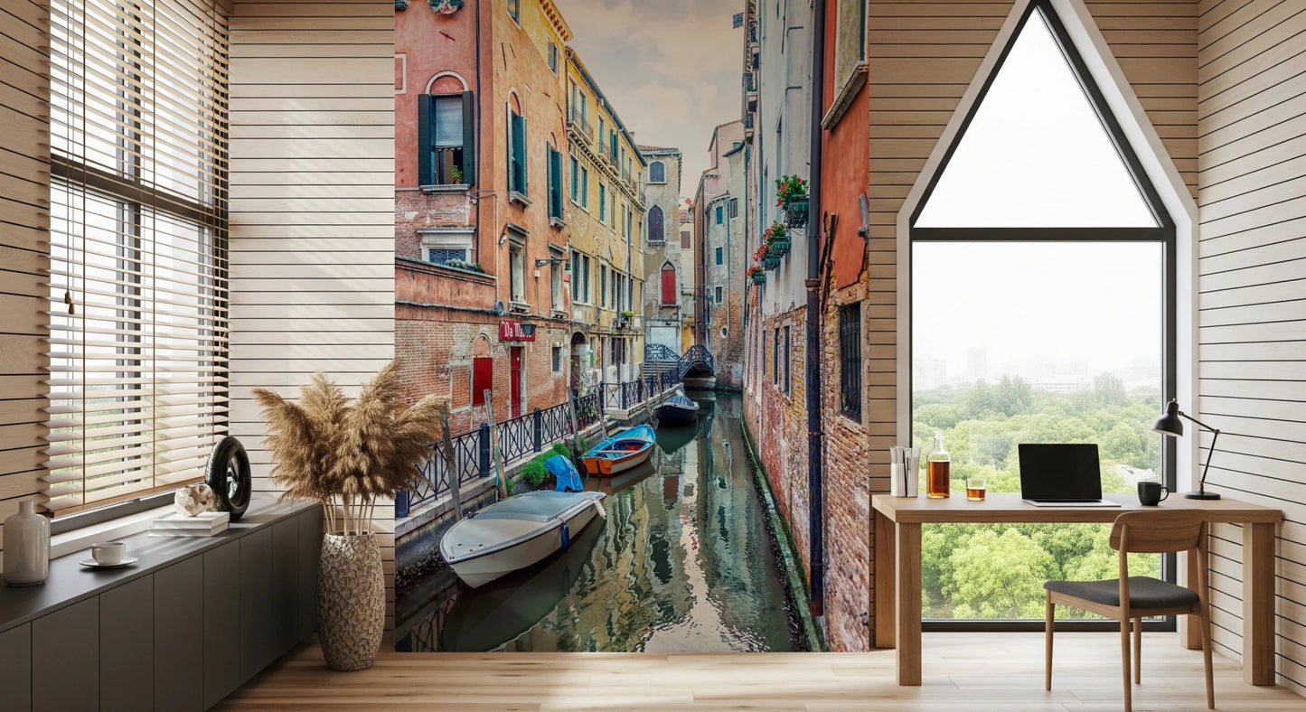 High-resolution Italian canal serenade wall art.