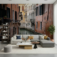 An artistic soft focus city mural on scenic wallpaper.