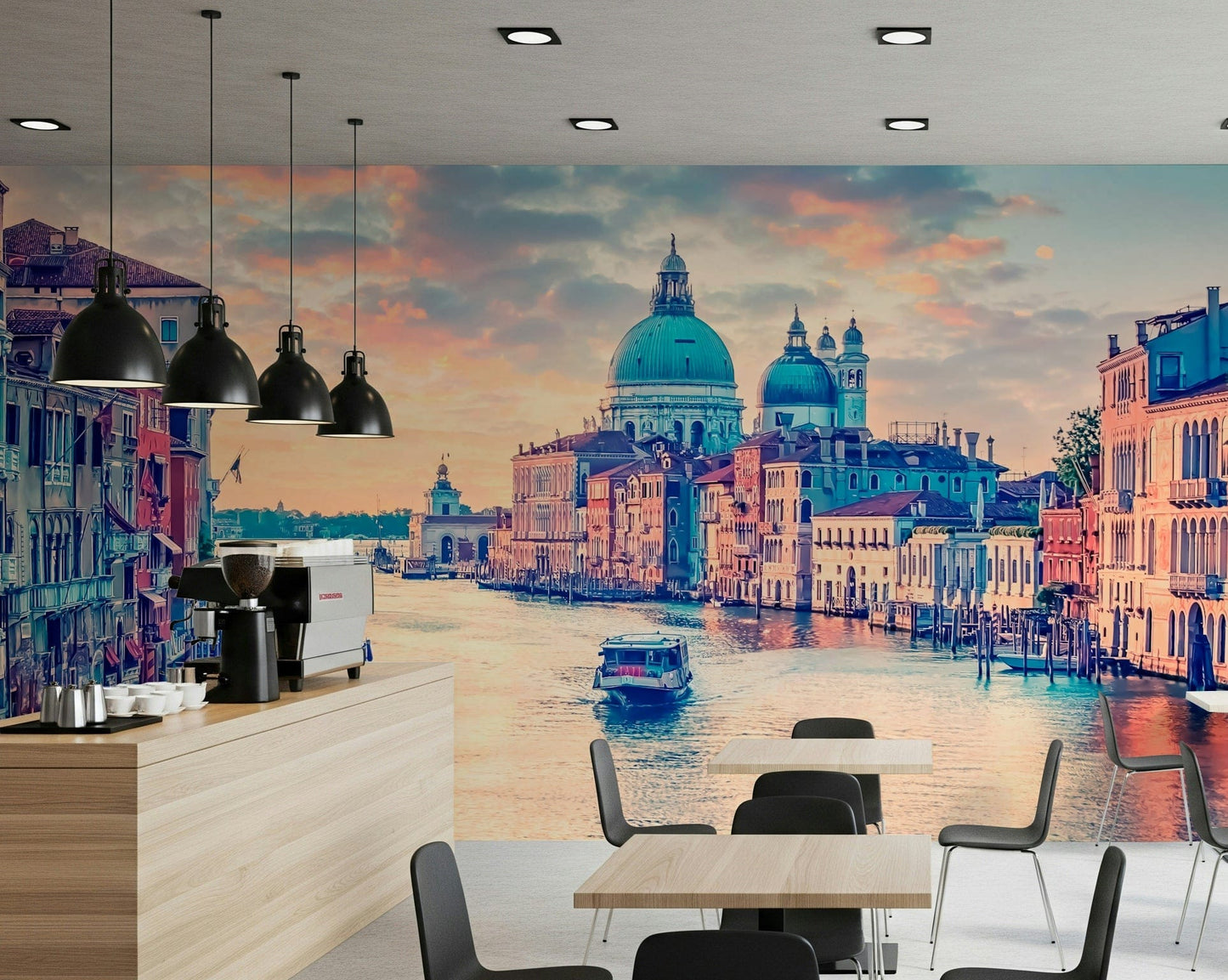 Venetian Dreamscape wall mural for a romantic style living room.