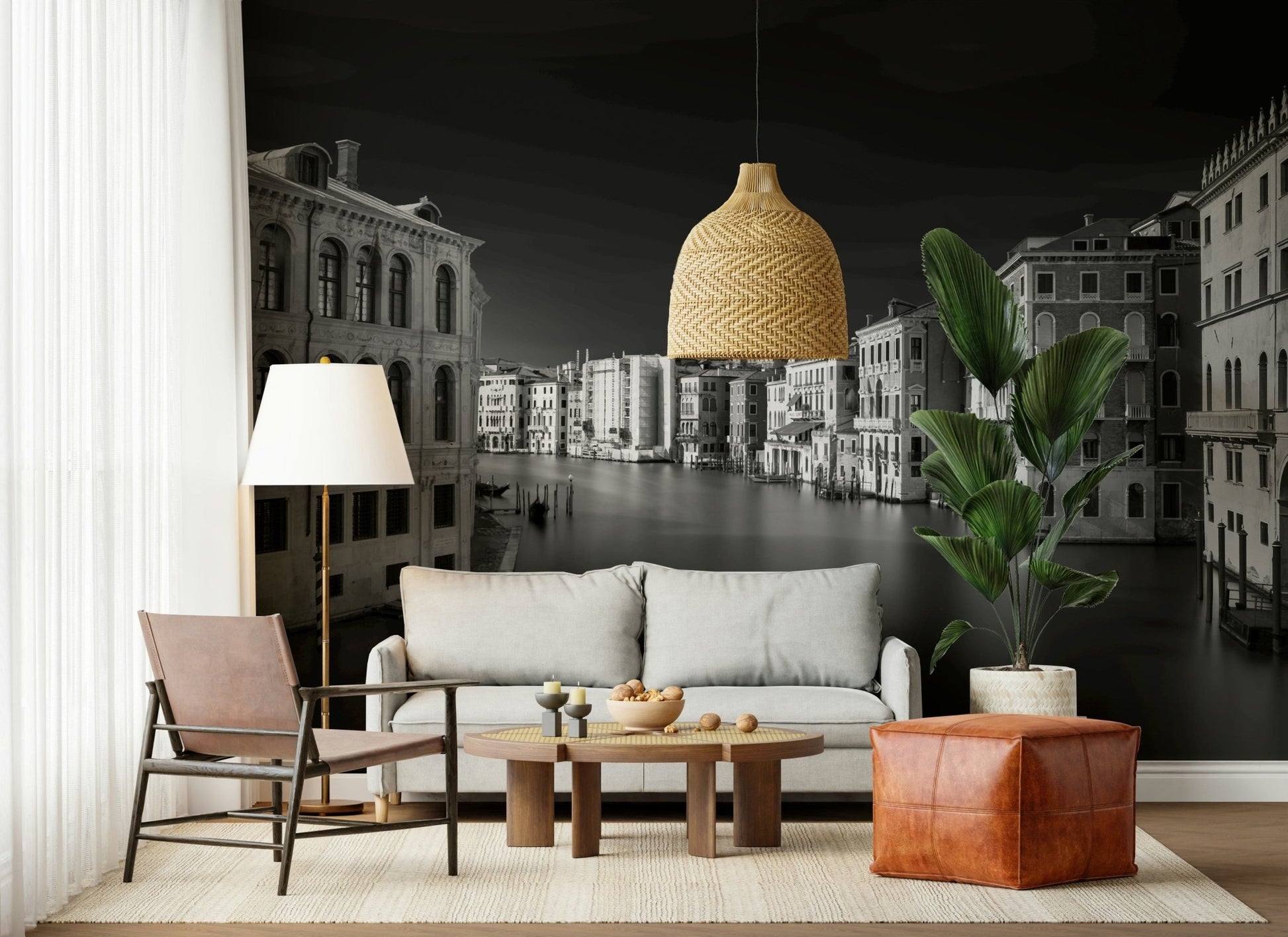 A contemplative gentle design wallpaper mural for a feature wall.