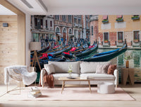 Textured building wall mural for a feature wall in a flat.