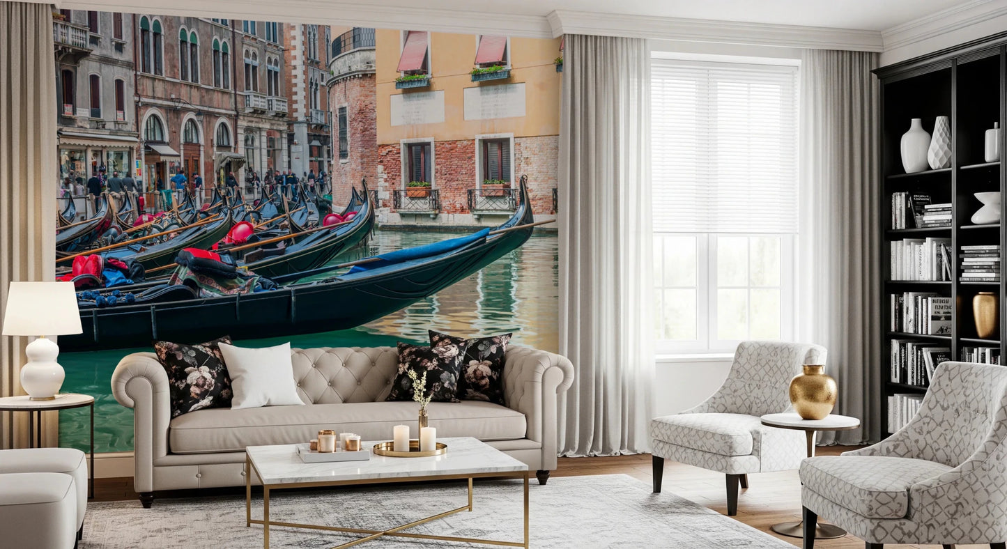 Modern home wallpaper with water reflections and architecture.