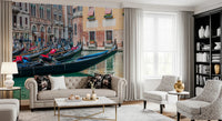 Modern home wallpaper with water reflections and architecture.
