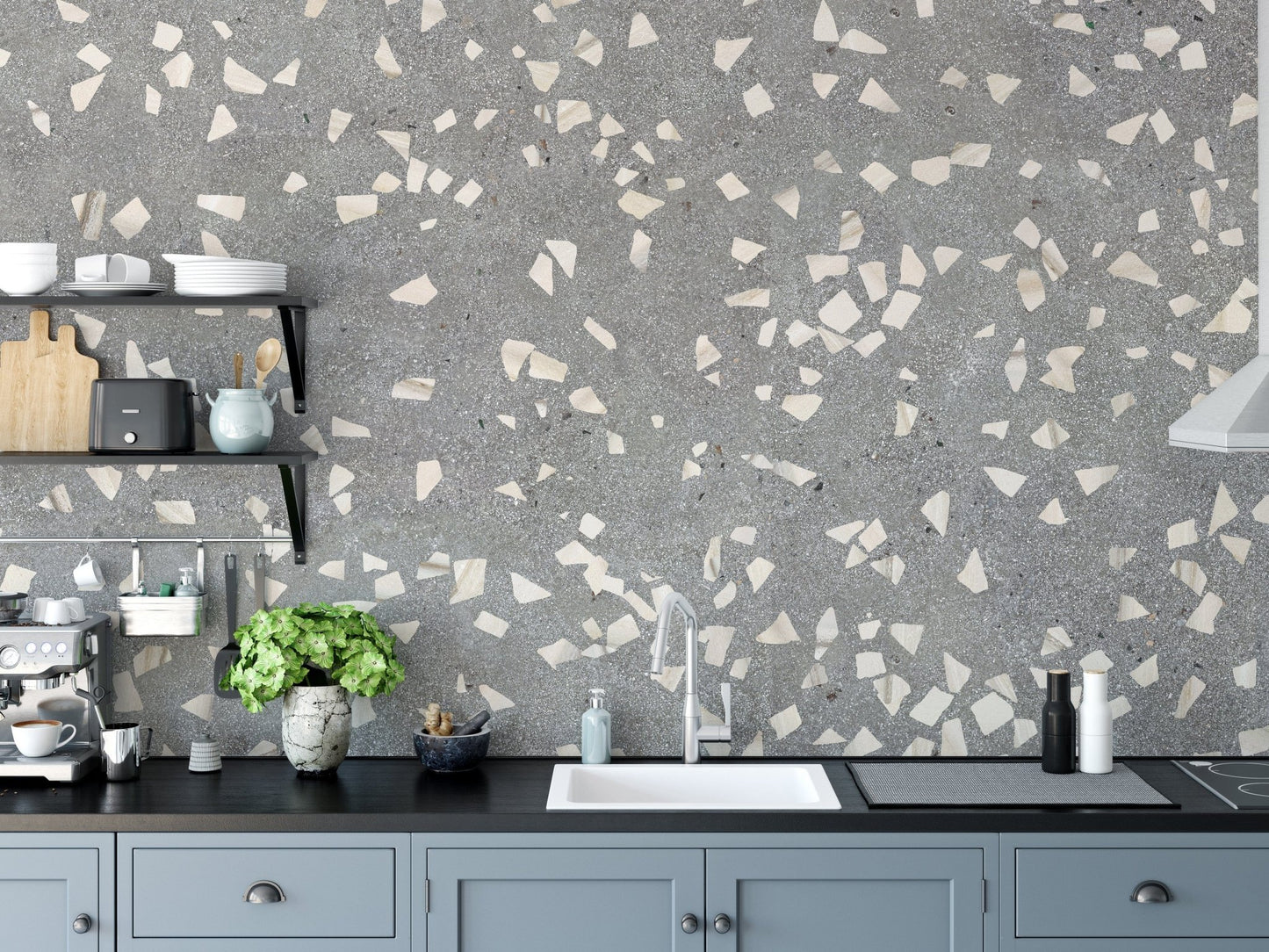 Modern gray terrazzo wallpaper elegance A830
