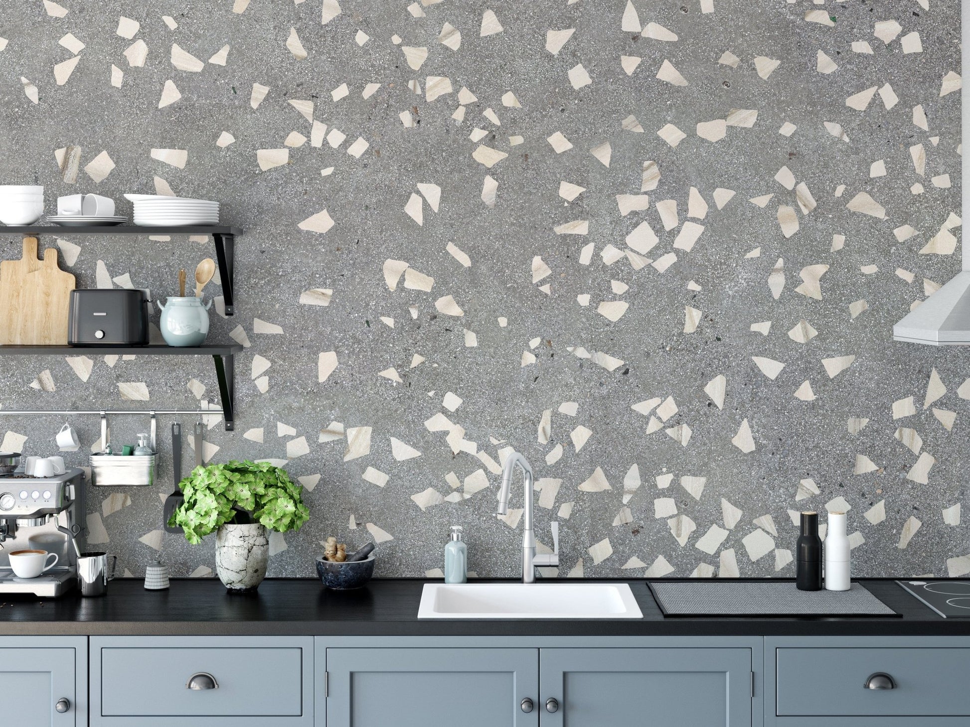 Modern gray terrazzo wallpaper elegance A830
