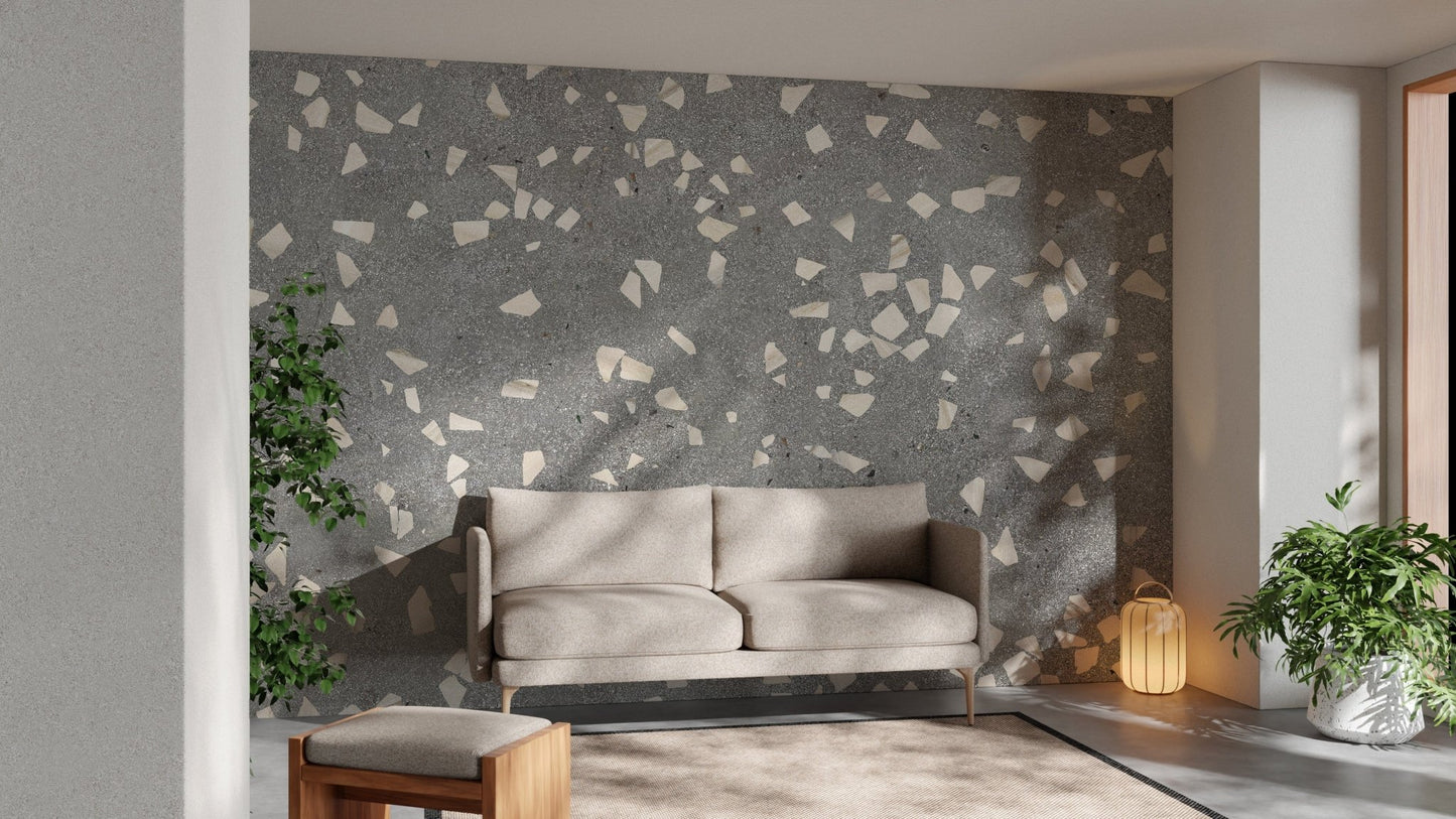 Subtle gray terrazzo tile wallpaper design A830