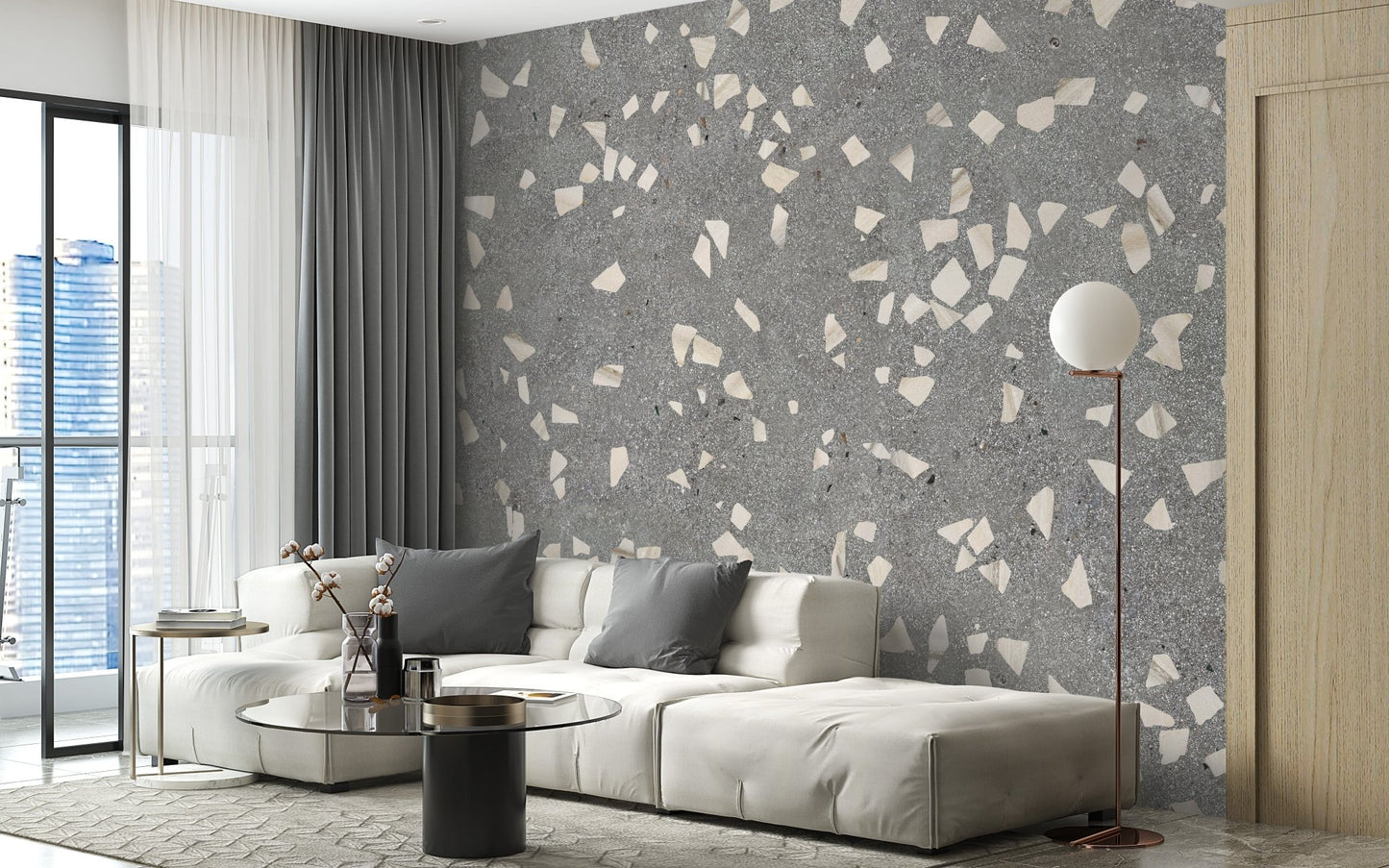 Gray Terrazzo Tile Wallpaper Mural - Giffywalls A830