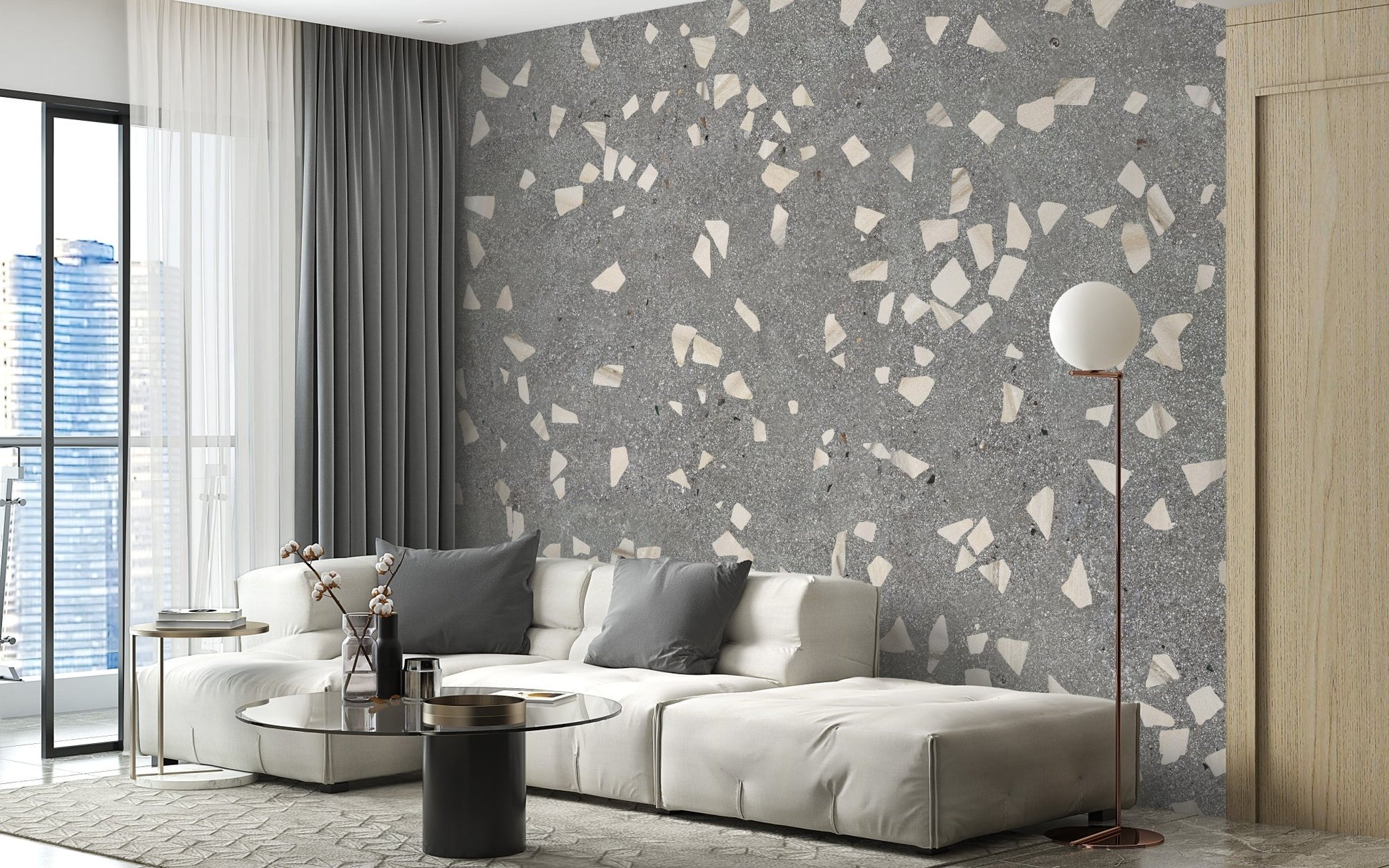 Gray Terrazzo Tile Wallpaper Mural - Giffywalls A830
